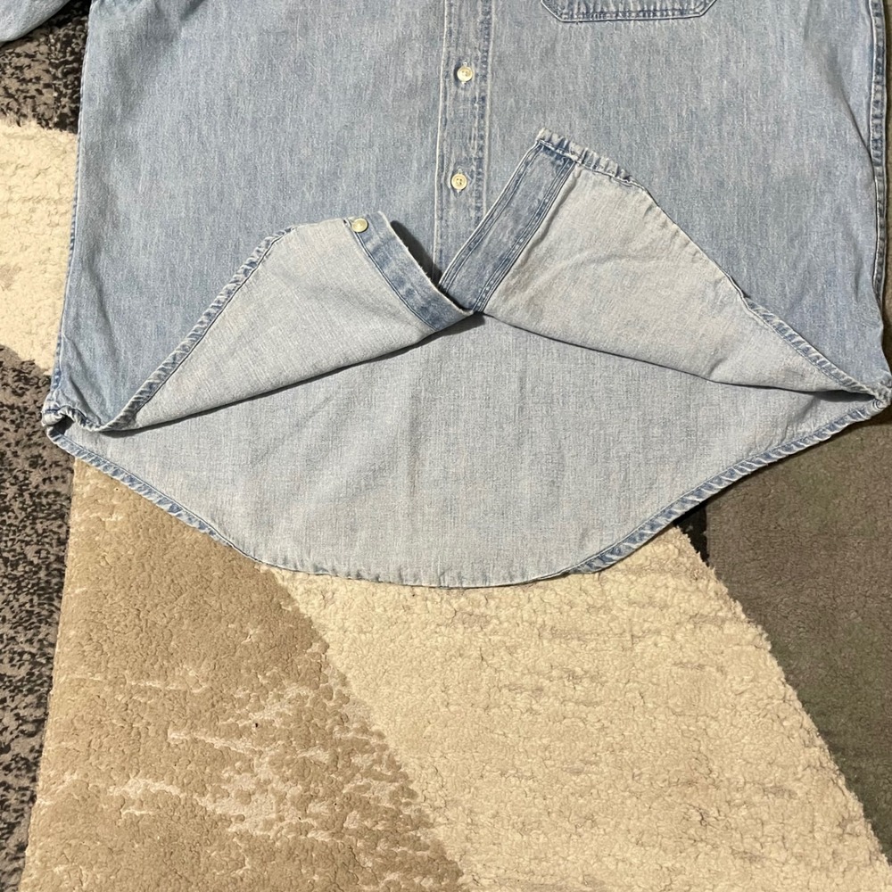 VTG Gap Denim Shirt Button Down Men XL Blue Distressed Pocket Cotton Made in USA - Picture 14 of 15
